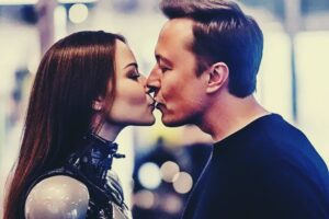 Elon Musk besa a robot y desata polémica